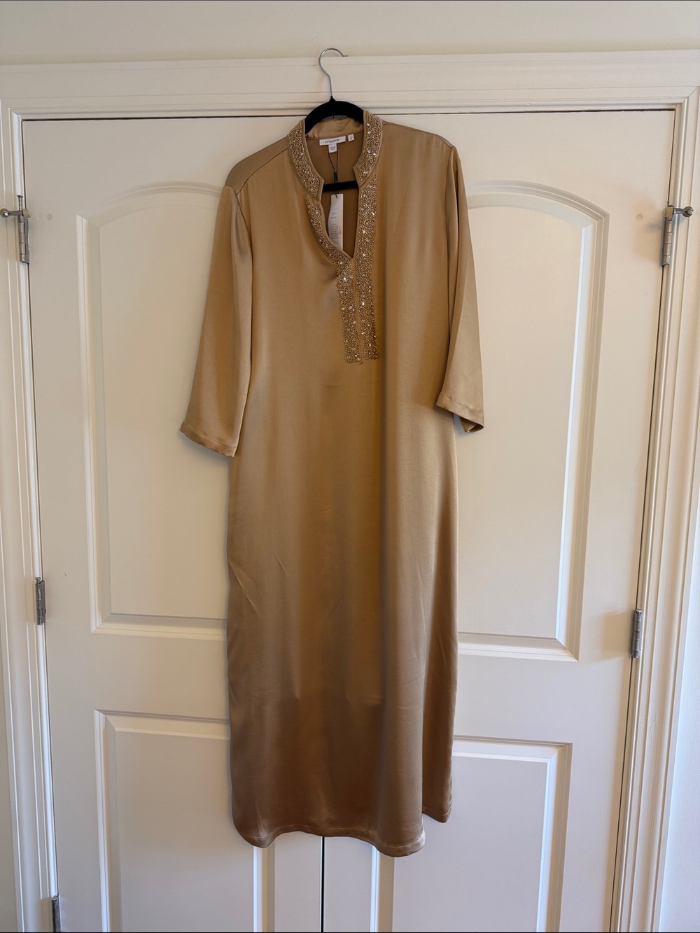 Chicos Embellished Satin Maxi Dress